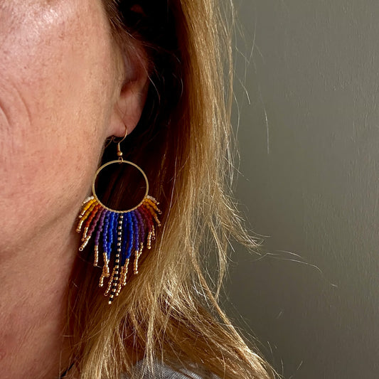 Wanted by DaS Beaded earrings Big Sun Multi Blue