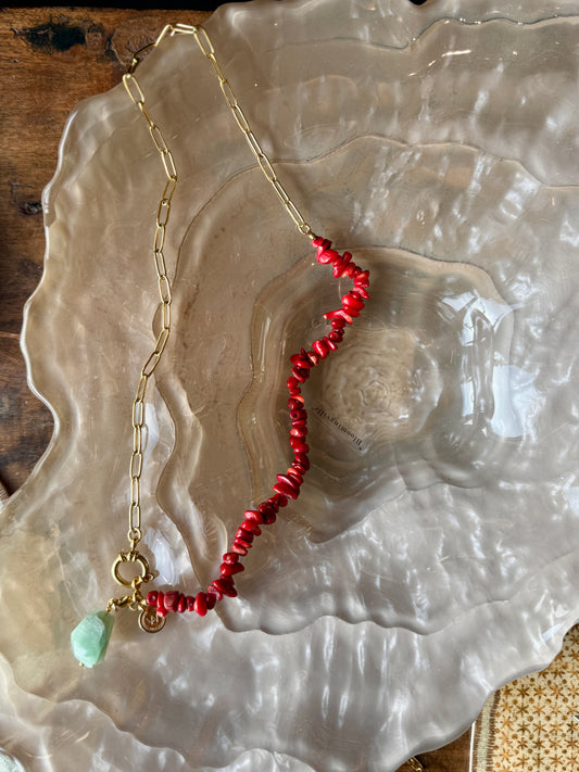 Wanted by DaS ketting Koraal Aventurijn RVS