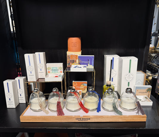 Côte Bougie geurkaars – Cloches – Bleu Majorelle – Mandarine Majorelle