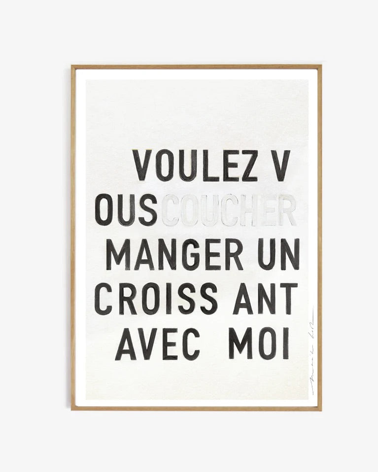My Deer Art - Manger un Croissant Black – 50 x 70 cm