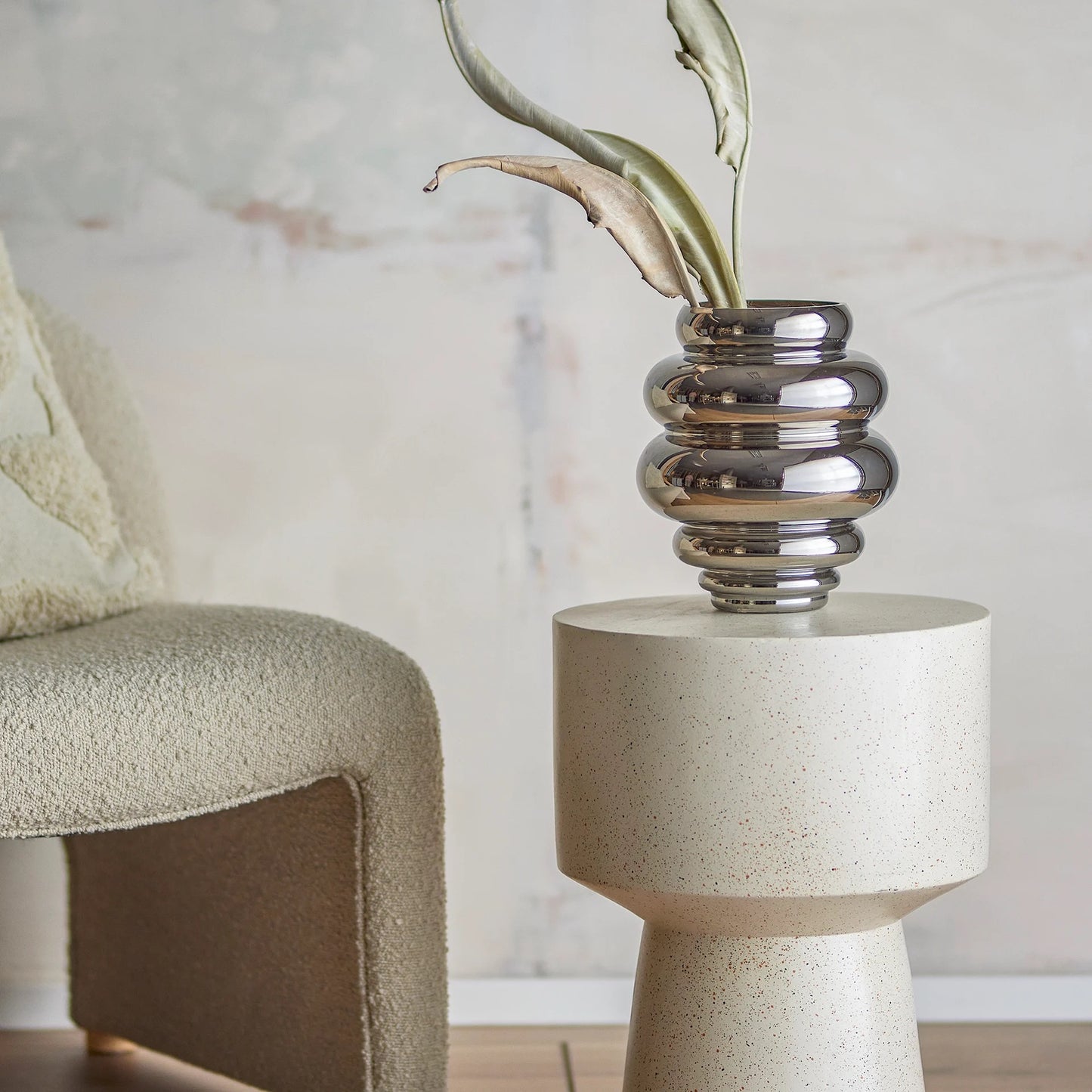Bloomingville Zorya vaas zilver glas