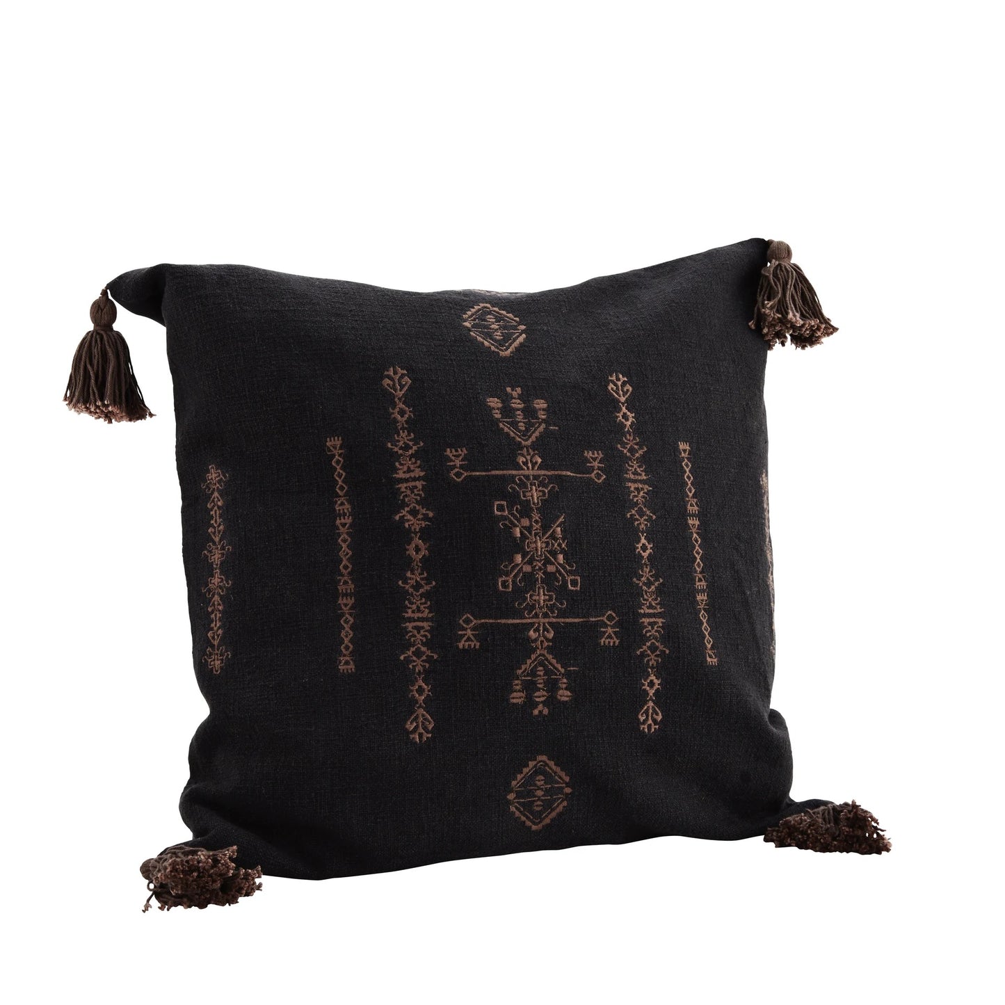 Madam Stoltz embroidered cotton cushion cover black