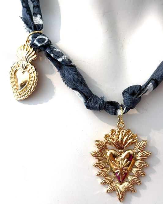 Bandana ketting Big Hearts Black