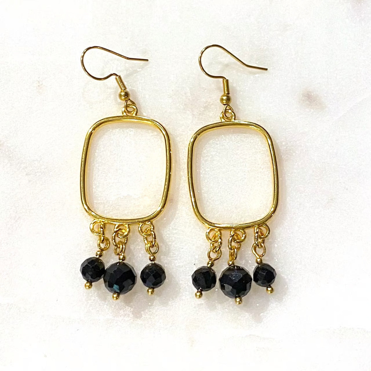 Wanted by DaS Earrings Tripple Tourmaline square