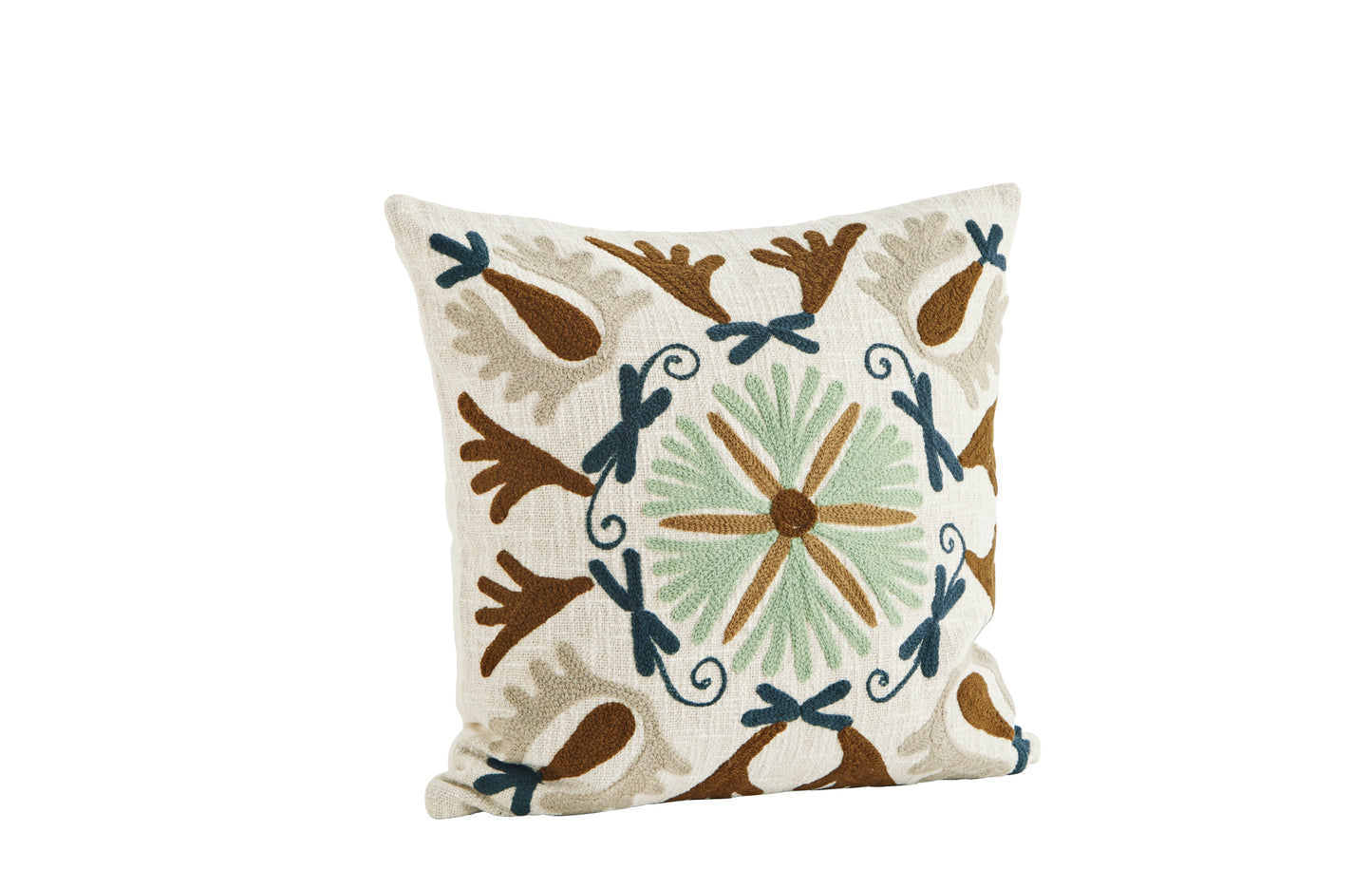 Geborduurde kussen hoes Madam Stoltz petrol