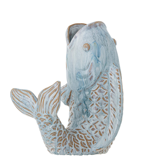 Bloomingville Hiro vase  –  vis – blauw – keramiek
