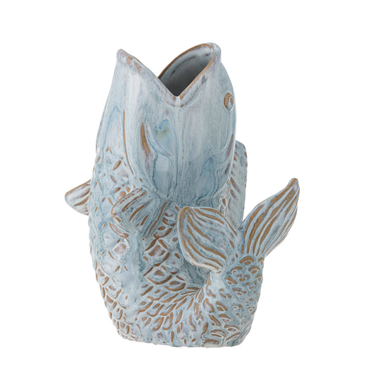 Bloomingville Hiro vase  –  vis – blauw – keramiek
