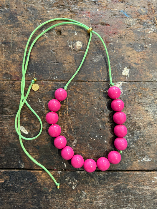 Bubble ketting Roze Groen