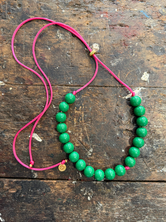 Bubble ketting Groen Roze 14