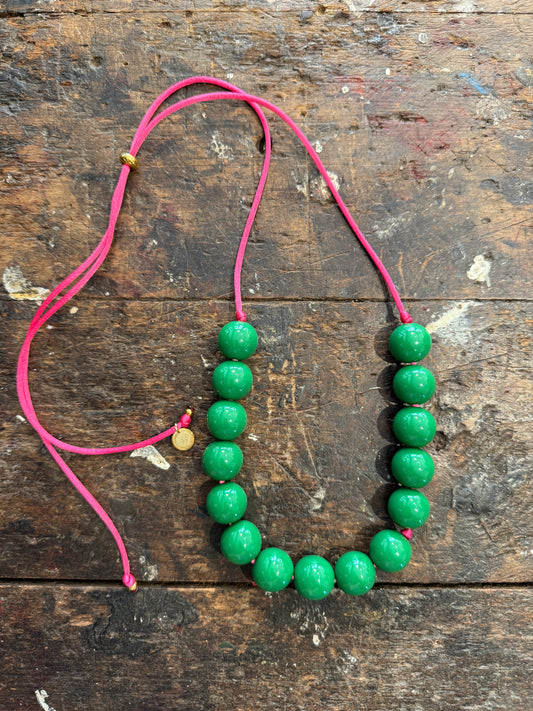 Bubble ketting Groen Roze