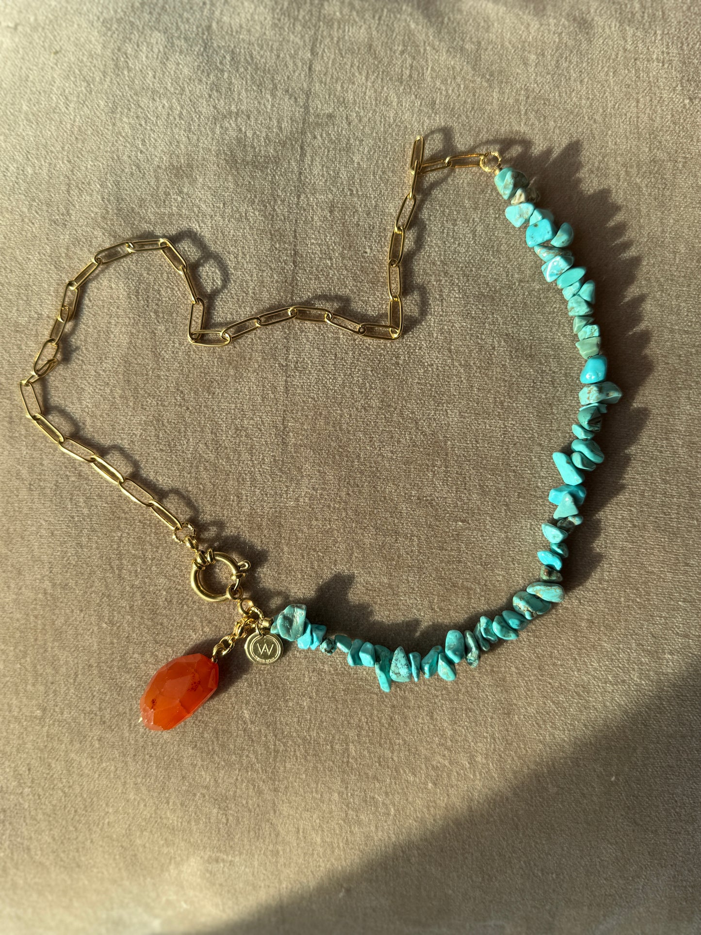 Wanted by DaS ketting Turquoise Carneool RVS