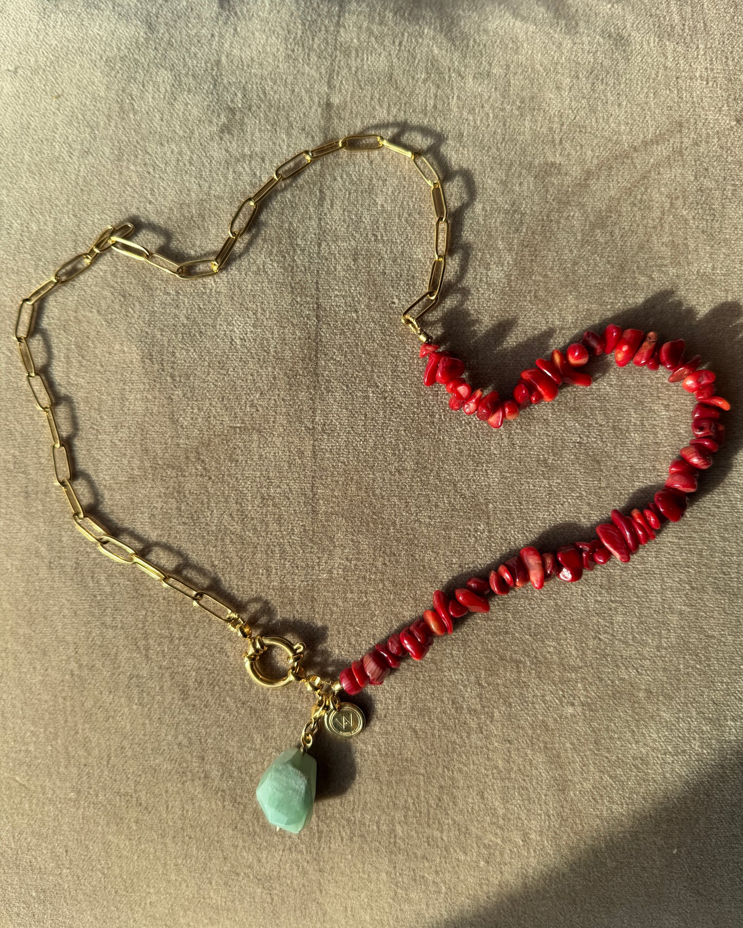 Wanted by DaS ketting Koraal Aventurijn RVS