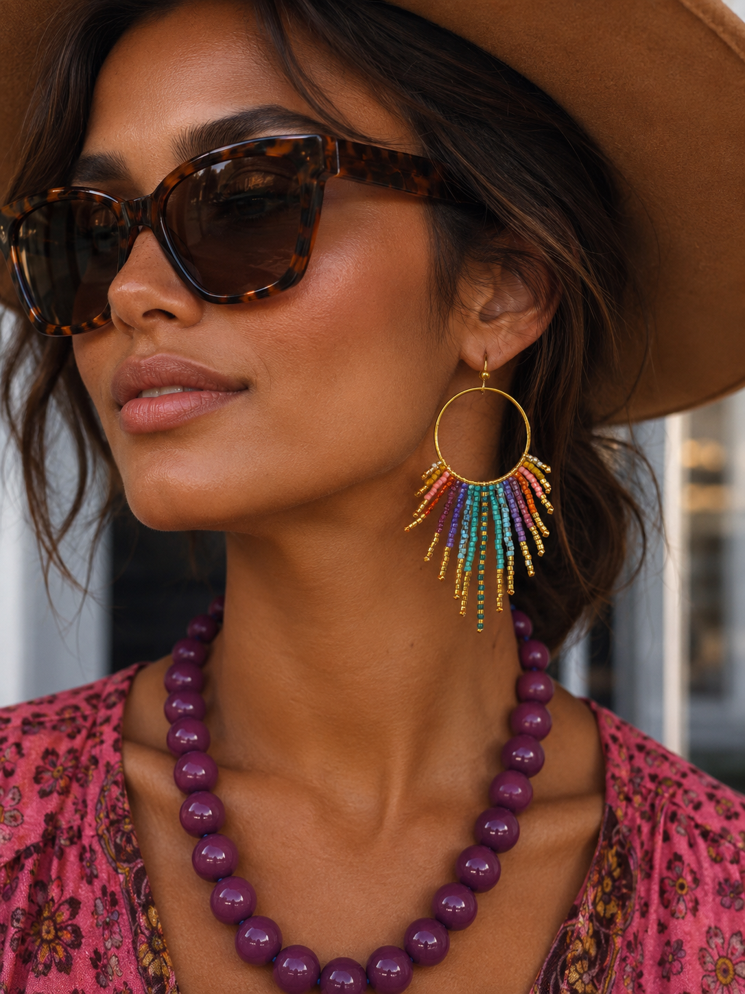 Wanted by DaS Beaded earrings Big Sun Turqoise
