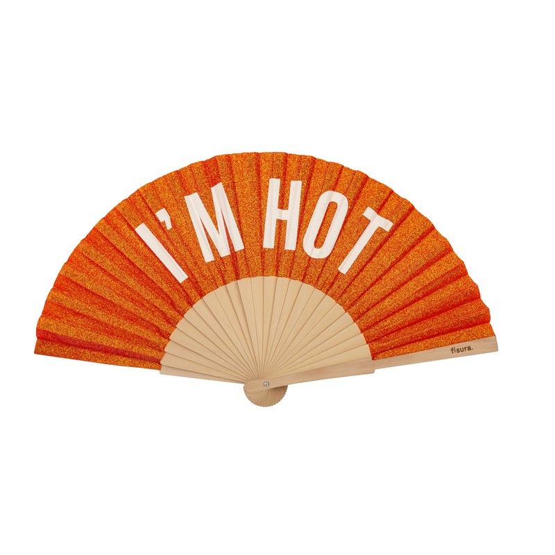 Waaier – Hand fan – I'm Hott – Orange glitter – Fisura