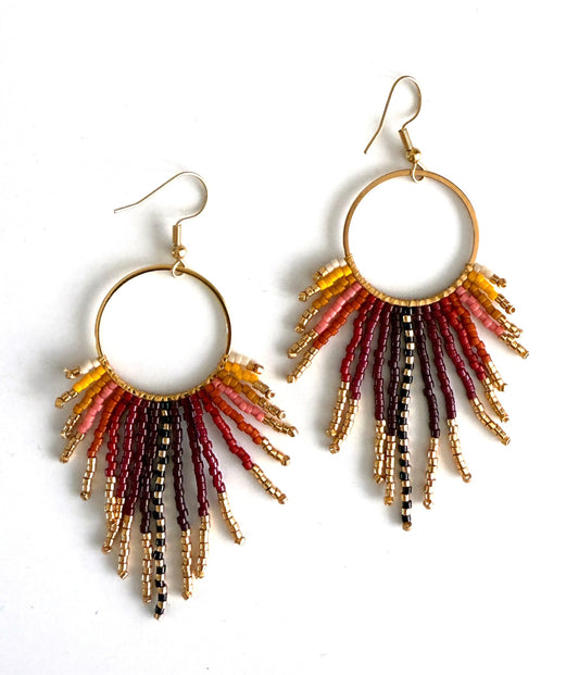 Wanted by DaS Beaded earrings Big Sun Burgundy