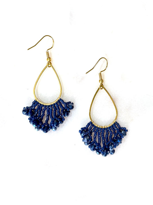 Wanted by DaS Beaded earrings Drop Shiny Dark Blue