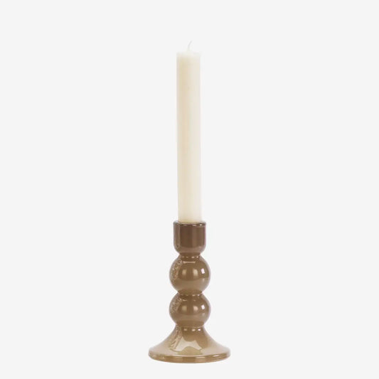 Glazen Kandelaar Taupe 14,5 Madam Stoltz