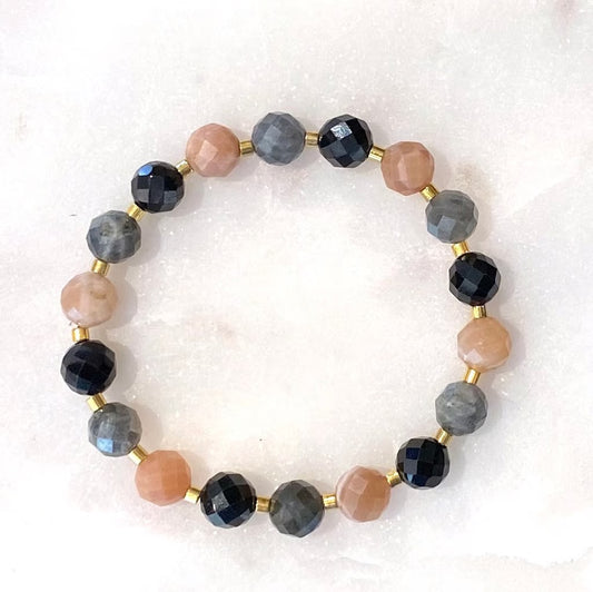 Gemstone Bracelet Sunstone, Tourmaline Labradorite