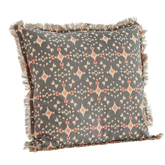 Madam Stoltz printed cotton cushion Grey Coral