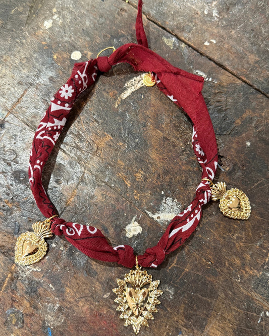 Bandana ketting Big Hearts Burgundy