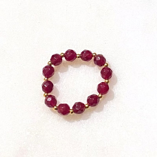 Gemstone ring red Jade