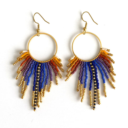 Wanted by DaS Beaded earrings Big Sun Multi Blue