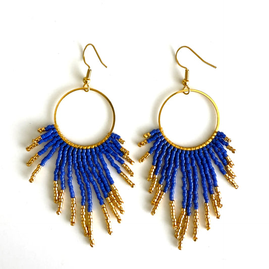 Wanted by DaS Beaded earrings Big Sun Blue Gold