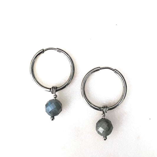 Wanted by DaS earrings Labradorite facet bullit L