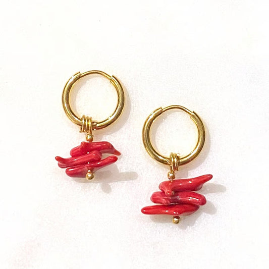 Wanted by DaS Earrings Coral charm S gold