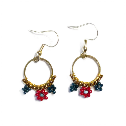 Wanted by DaS Beaded earrings flower red