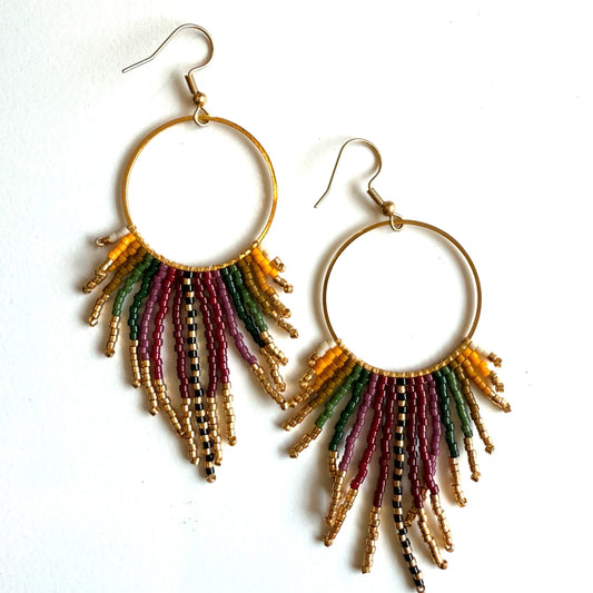 Wanted by DaS Beaded earrings Big Sun Multi Burgundy