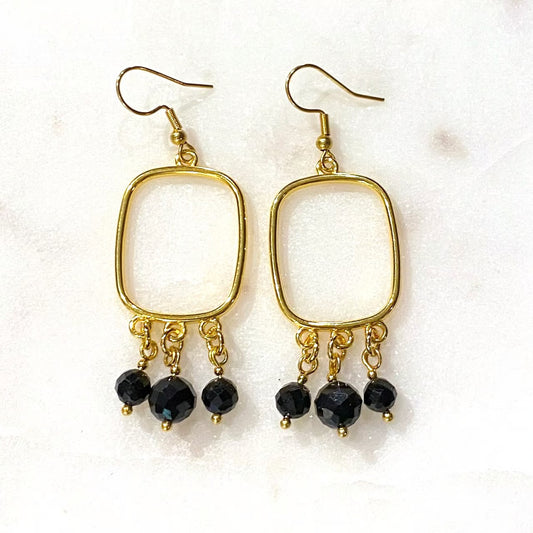 Wanted by DaS Earrings Tripple Tourmaline square
